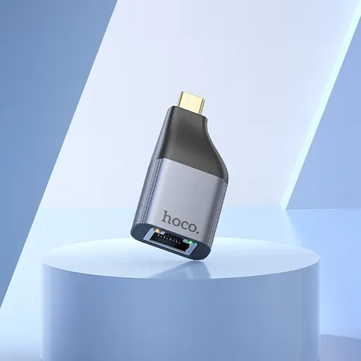 Адаптер перехідник Hoco UA35 Type-C to RJ45 metal grey - фото 6