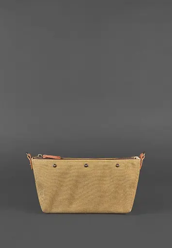 Шкіряна плетена жіноча сумка Пазл S світло-коричнева Crazy Horse - фото 4