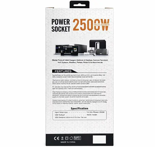 Мережевий фільтр-подовжувач Power Socket D-6, 10x220V-2500W, 4xUSB, 1xType-C PD - фото 3