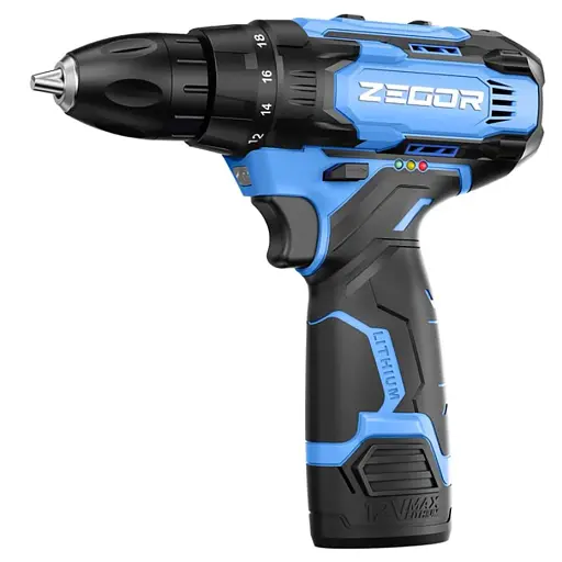 Шуруповерт аккумуляторный Zegor CDA-12/12В/50 Нм/две скорости/2 батареи 12 В 2 Ач/реверс/подсветка
 - фото 2