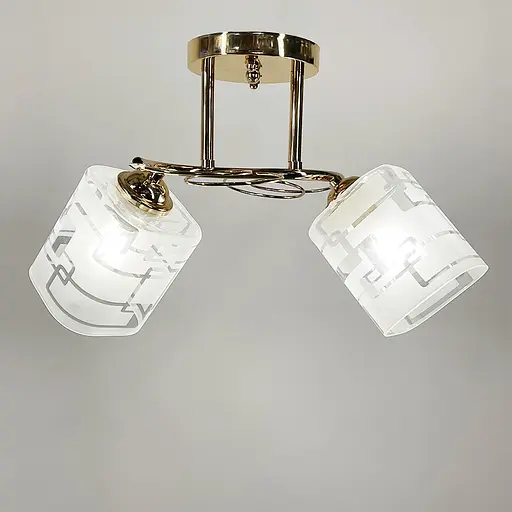 Люстра в золотому корпусі на 2 квадратних плафони | Line F | Арт. 6671/2 B GD - фото 2