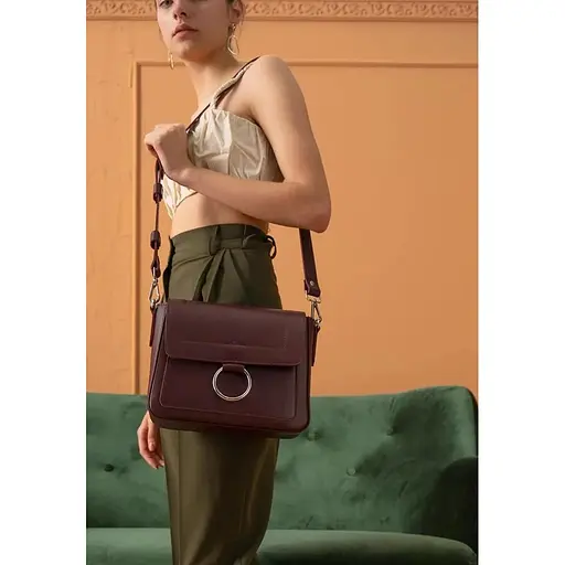 Жіноча шкіряна сумка Jessie бордова - фото 1