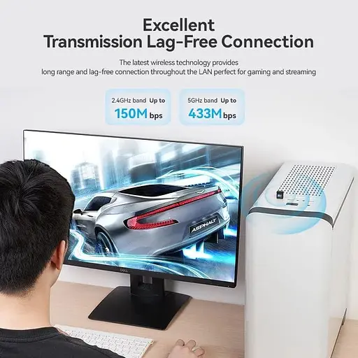 Адаптер WiFi Vention 2.4GHz/5GHz 150/433 Мбит/с, USB - фото 7