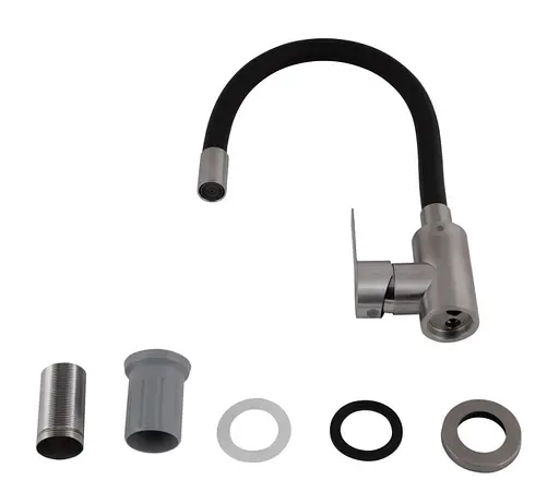 Змішувач для кухні Brinex Pure 015F3 з гнучким виливом Nickel/Black BRIPUR015F3NKB - фото 3