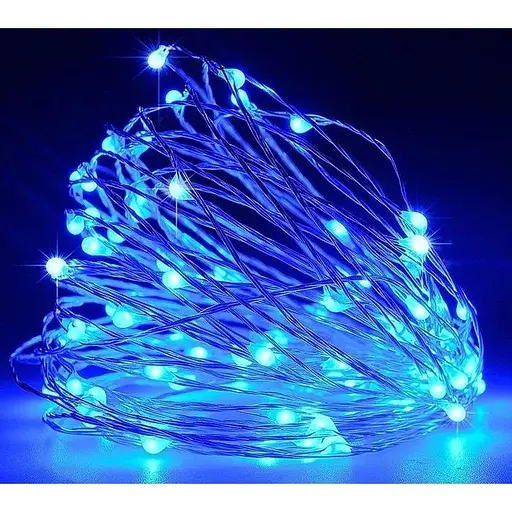 Гірлянда Роса Нитка 30 LED на батарейках 3 м Синій - фото 1