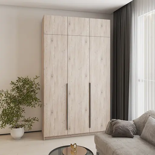 Шафа 3-дверна з антресоллю MebelStar Оскар ДСП BL-B, комплект полиць 150x52x260 см Аляска сірий (MBS-4949) - фото 1