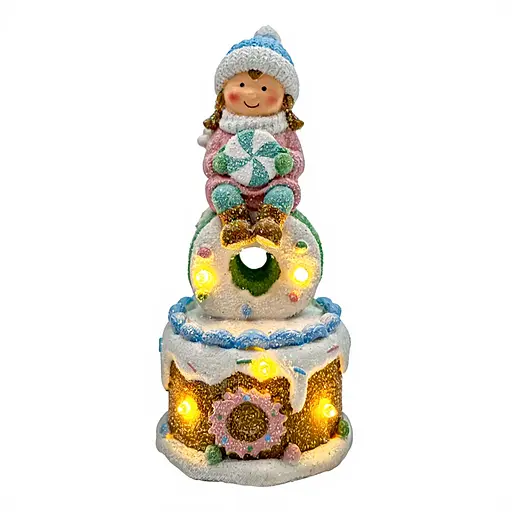 Новорічна декоративна фігурка Дівчинка з зефіркою Yiwu CR-6-13 з підсвічуванням 10,5 × 10 × 20,5 см 