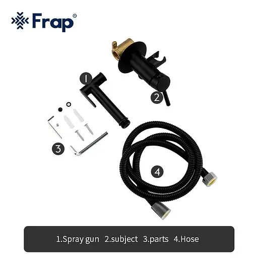 Набір гігієнічного душу прихованого монтажу Frap F7505-6, чорний, Чорний матовий - фото 8