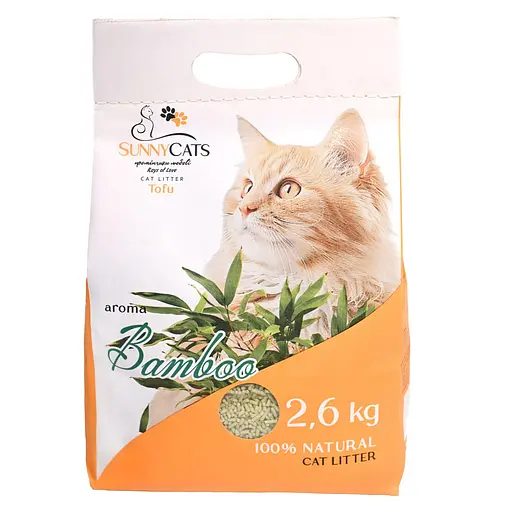 Наповнювач для котячих туалетів SunnyCats Bamboo преміум тофу бамбук 2.6 кг