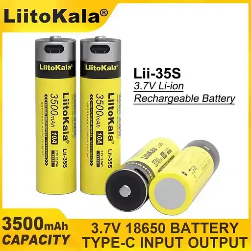Аккумулятор 18650 LiitoKala Lii-35S Li-ion 3500mAh 3.7V Type-C (Желтый) - фото 5