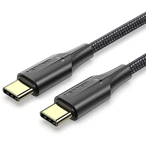 Кабель Vention Nylon Braided USB 2.0 C Male to C Male 3A Cable 2 м черный LED Type (TAUBH)
