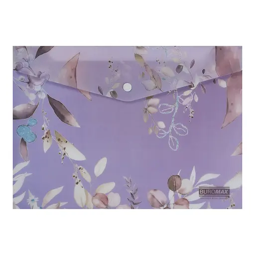 Папка-конверт А4 на кнопці LILAC ARABESKI сливова BM.3943-48 BUROMAX матовий напівпрозорий пластик (4823126805689) - фото 1