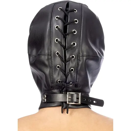 Капюшон с кляпом для БДСМ Fetish Tentation BDSM hood in Leatherette With removable gag - фото 2