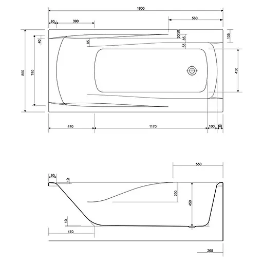Ванна акрилова Cersant Zen 180x85 - фото 3