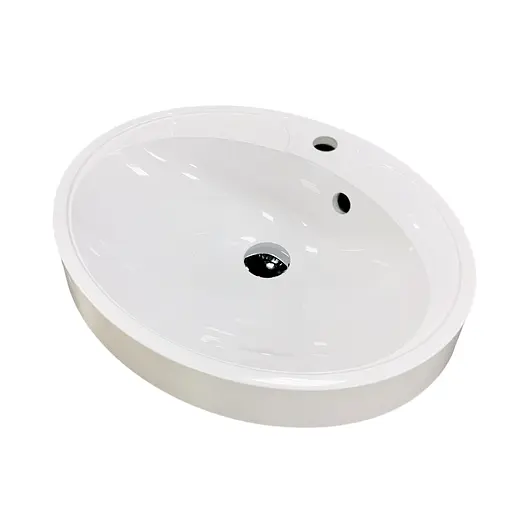 Раковина Adamant умивальник Lauf New штучний камінь овальна для переливу накладний білий - фото 6