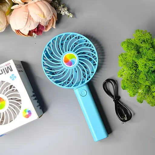 Дитячий портативний USB-вентилятор Mini Fan на акумуляторі блакитний (2628-1) - фото 2