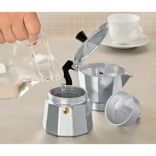 Гейзерная турка кофеварка для плиты из алюминия A-plus кофейник гейзерного типа 450 мл на 9 чашек еспресо - фото 3