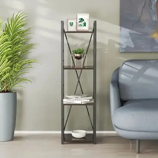 Этажерка 4/34 Ferrum-decor Серии Коннект 120x34x28 черный ДСП Венге 16мм (FRD-105550)