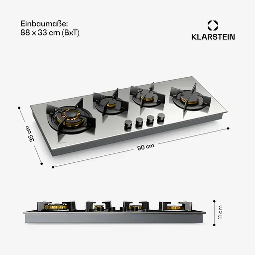Газова варильна поверхня Klarstein Goldflame 4 Slim (10046473) - фото 2