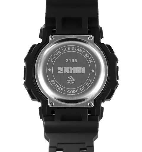 Часы мужские спортивные наручные Skmei 2195 (Черный с черным циферблатом) - фото 7