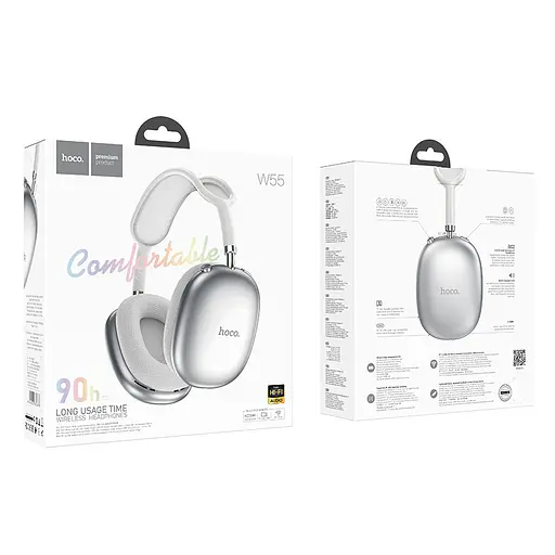 Навушники Hoco Bluetooth W55 Pleasing BT headphones білі сріблясті - фото 2