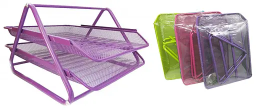 Лоток 2-й горизонтальный металлический, цветная сетка (в ассортименте) - фото 2