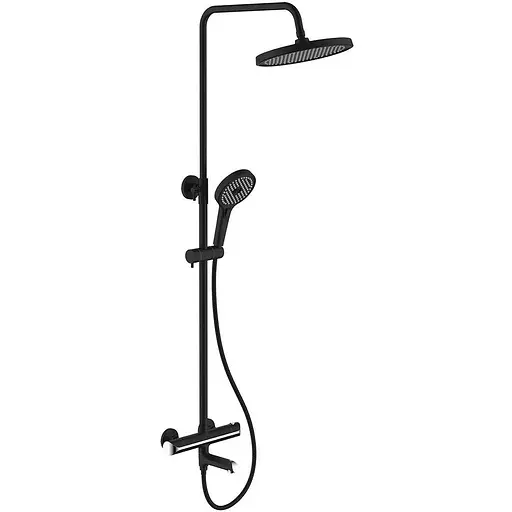 Душевая система с термостатом Gappo G2403-56, излив - переключатель на лейку 3 режима, черный/хром, Черный матовый - фото 1