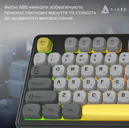 Клавіатура ігрова дротова Ajazz AF-BGY-98 USB Black-Gray-Yellow - фото 10