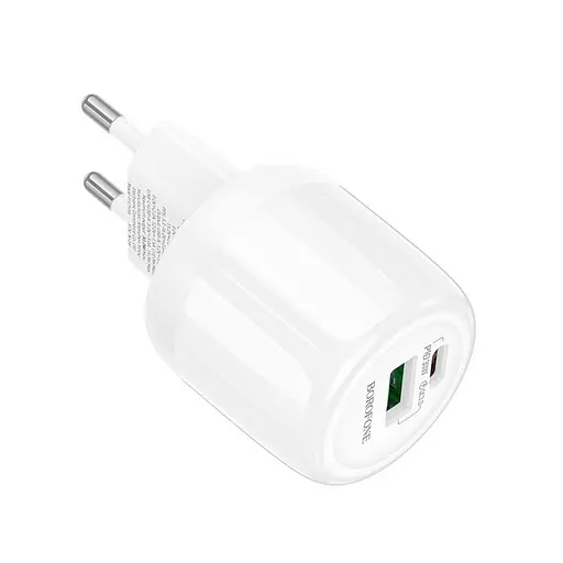 Адаптер сетевой Borofone Lustrous charger BA94A 1USB/1Type-C, 30W/3A, PD/QC| - фото 3