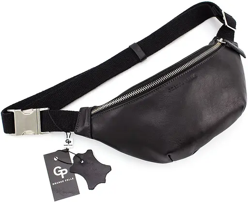 Чоловіча шкіряна сумка на пояс GRANDE PELLE 26х11х7 см sum0022335 - фото 9