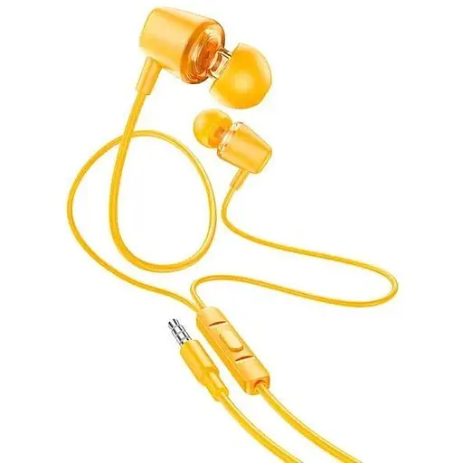 Дротові навушники Hoco M107 Discoverer універсальні earphones with mic, 3.5mm, 1.2m, yellow