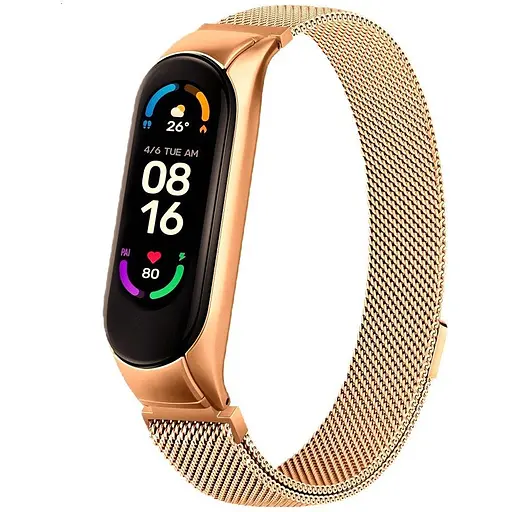 Ремінець для фітнес-браслета Boorui для Xiaomi Mi Band 5 і 6 міланська петля рожеве золото