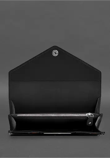 Кожаный клатч (портмоне) на кнопке 5.0 Черный краст - фото 5