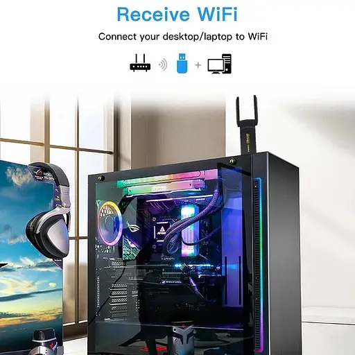 Бездротовий USB Wi-Fi адаптер Fenvi FU-AX1800, 2.4 / 5 GHz Mu-MIMO чорний (18838) - фото 7