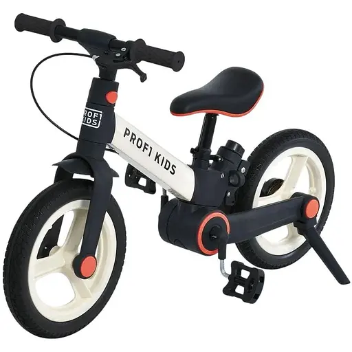 Велосипед-трансформер детский MB 1021-2 1021-2 2 в 1 Prof1 Kids 12 со съемными колесами черно-бежевый