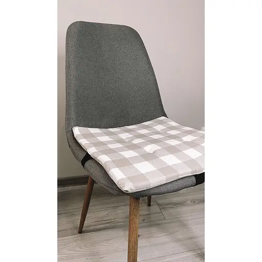 Водоотталкивающая подушка на стул Бежевая клетка - фото 5