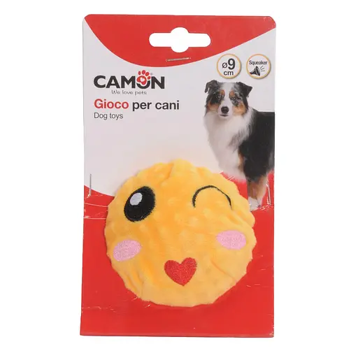 Іграшка для собак Camon м'ячик Посмішка плюшевий з пищалкою 9 см в асортименті (AH4006) - фото 3