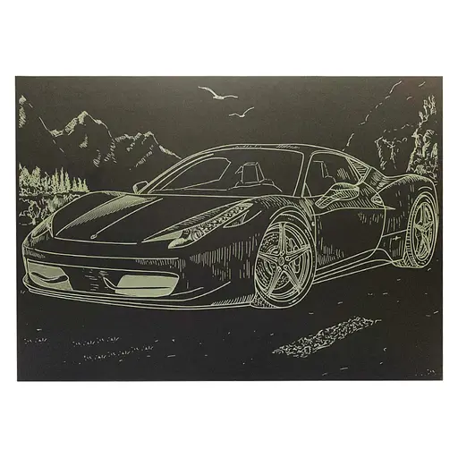 Гравюра А4 "Спорткар-1" Danko Toys ГрА4-8з эконом вариант в пакете 29,7х21 см - фото 1
