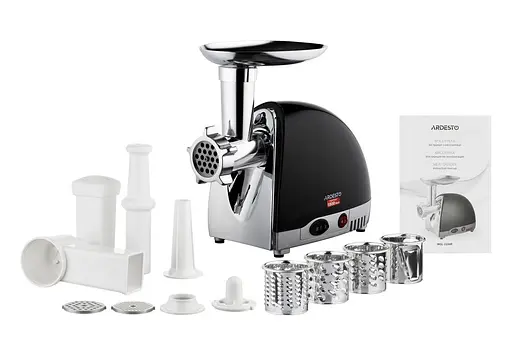 М'ясорубка Ardesto MGL-2250R Black, 1800W, 3 диски, реверс, насадки для терки/шинкування /2і1, для домашніх ковбас, для кеббе, продуктивність 2 кг/хв, реверс - фото 2