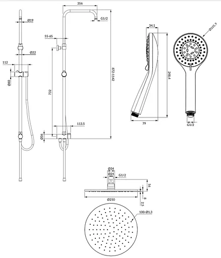 Душевая система Omnires Yosemite chrome SYSYOSEMITELUXCR, Хром - фото 2