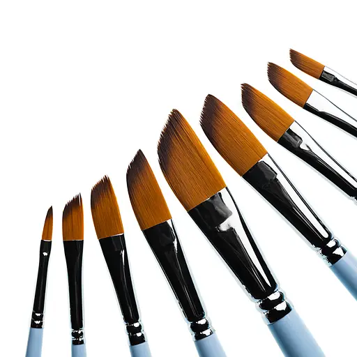 Набір пензлів Синтетика плоска кутова закруглена, довга ручка (9 шт), 6604GSSET - фото 2