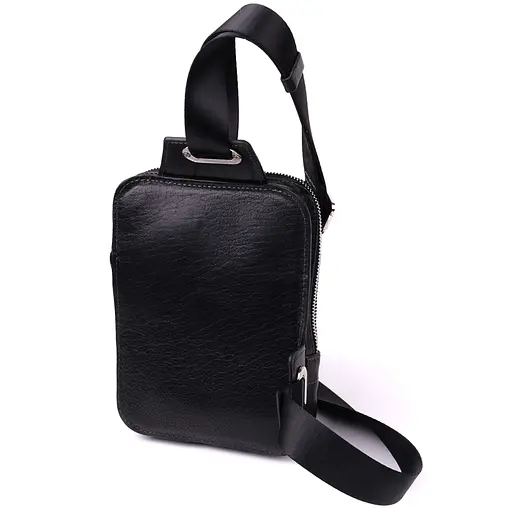 Прямоугольная мужская сумка бананка из зернистой натуральной кожи GRANDE PELLE 15,5х20,5х3,5 см sum0027006 - фото 12