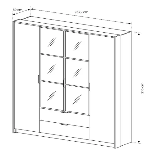 Шкаф для одежды Perfect Home Милтон / Milton 4-дверный с зеркалом 4D2S/220 Каштан/антрацит (PFH-091085) - фото 6