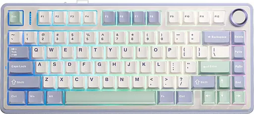 Клавіатура бездротова Aula F75, білий/синій/зелений, bloetooth 5.0/2.4GHz USB/Type-C, механічна (перемикачі Leobog Greywood - фото 1