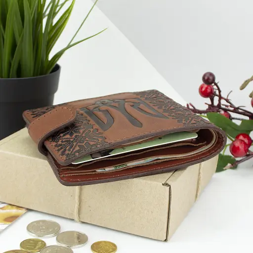 Портмоне мужское кожаное с гербом П6-02 (коричневое) - фото 8