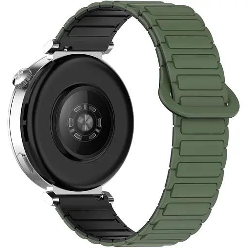 Ремешок DK CDK для Huawei Watch GT 4 46mm 22mm Silicone Shaped Magnetic Band (018823) (green / black) - фото 2