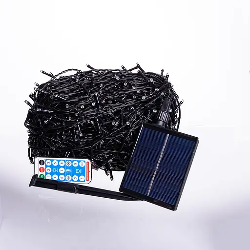 Новорічна гірлянда вулична GarlandoPro 100 м 1000 LED сонячна батарея чорний провід Жовтий SB1000L100MBY - фото 2