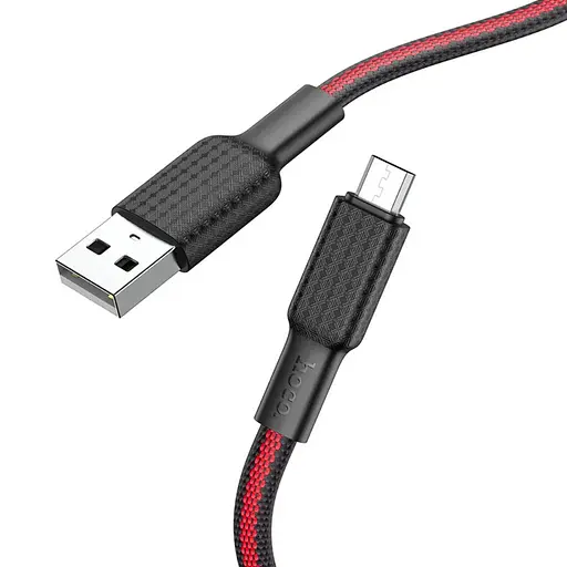 Кабель Hoco X69 USB to MicroUSB 1 м черный, красный - фото 1