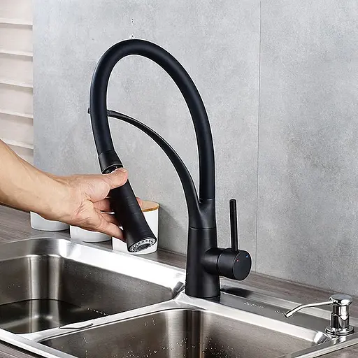 Смеситель для кухни Rea Gaspar black mat черный матовый высокий REA-B0233 Черный матовый - фото 4