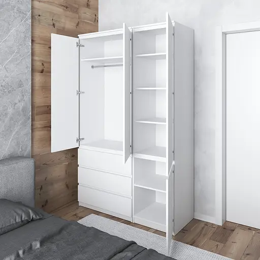 Шкаф для одежды Vays в спальню с 3 шухлядами, штангой и полками, без ручек R9+R22 Антрацит - фото 2